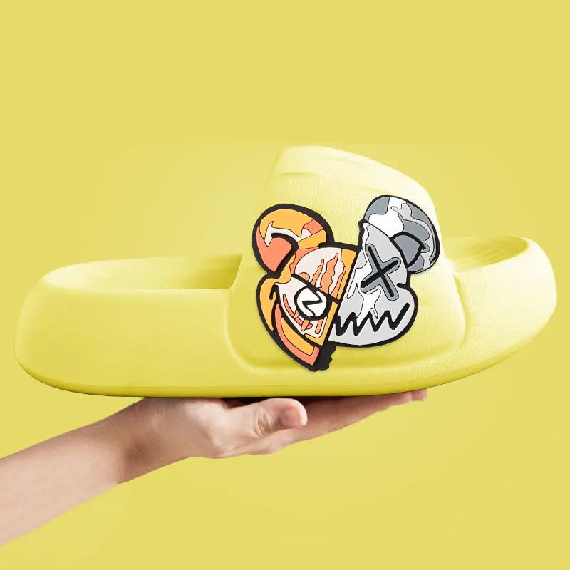Graphic Slide Sandals | Cushioned Platform Slides | Fun Printed Casual Summer Slippers