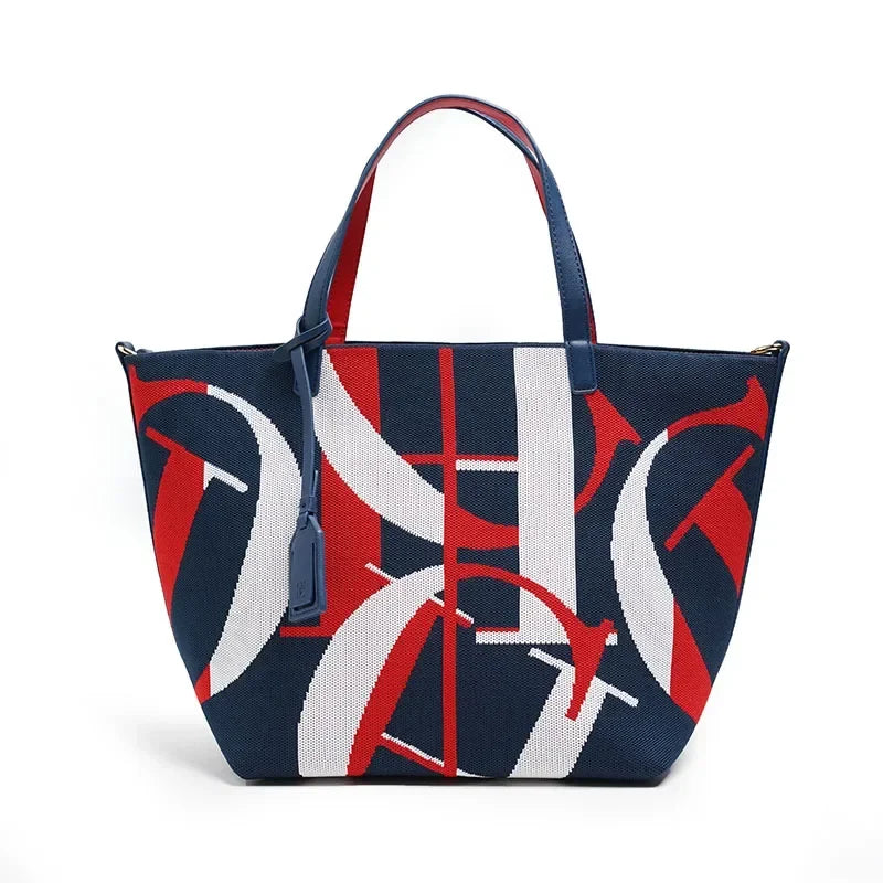 Abstract Print Tote Bag, Colorful Canvas Shoulder Handbag with Long Handles, Spacious Casual Carryall Purse for Shopping, Travel & Everyday Use