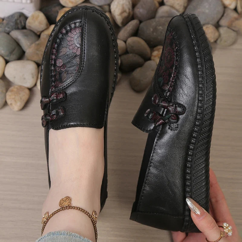Embroidered Loafers | Lace Detail Slip-On Platform Shoes | Comfortable Casual Dress Shoes