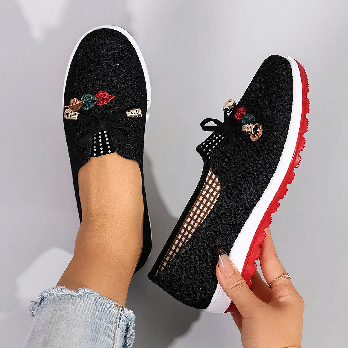 Bow Wedge Sneakers | Casual Lace Up Platform Shoes | Comfortable Slip On Walking Shoes