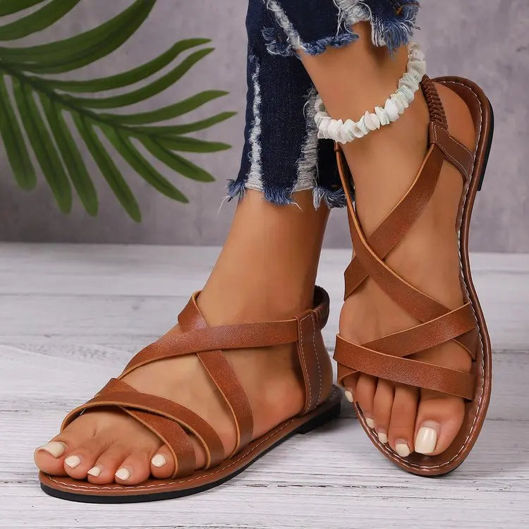 Strappy Flat Sandals | Criss Cross Toe Loop Shoes | Casual Summer Beach Vacation Sandals