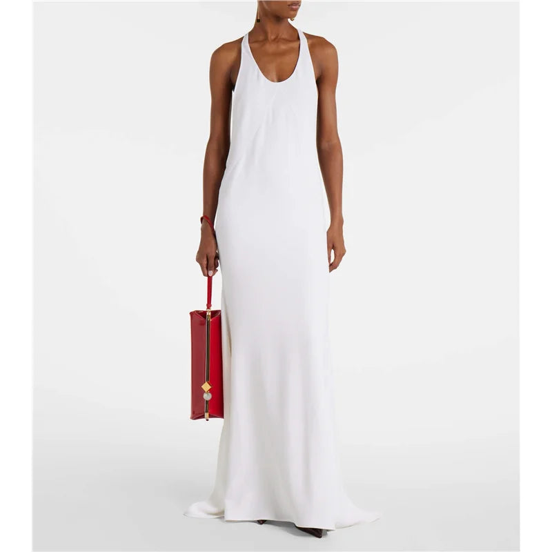 Sleeveless Maxi Dress – Scoop Neck A-Line Dress with Relaxed Silhouette, Flowing Floor-Length Skirt and Minimalist Design for Summer & Resort Wear