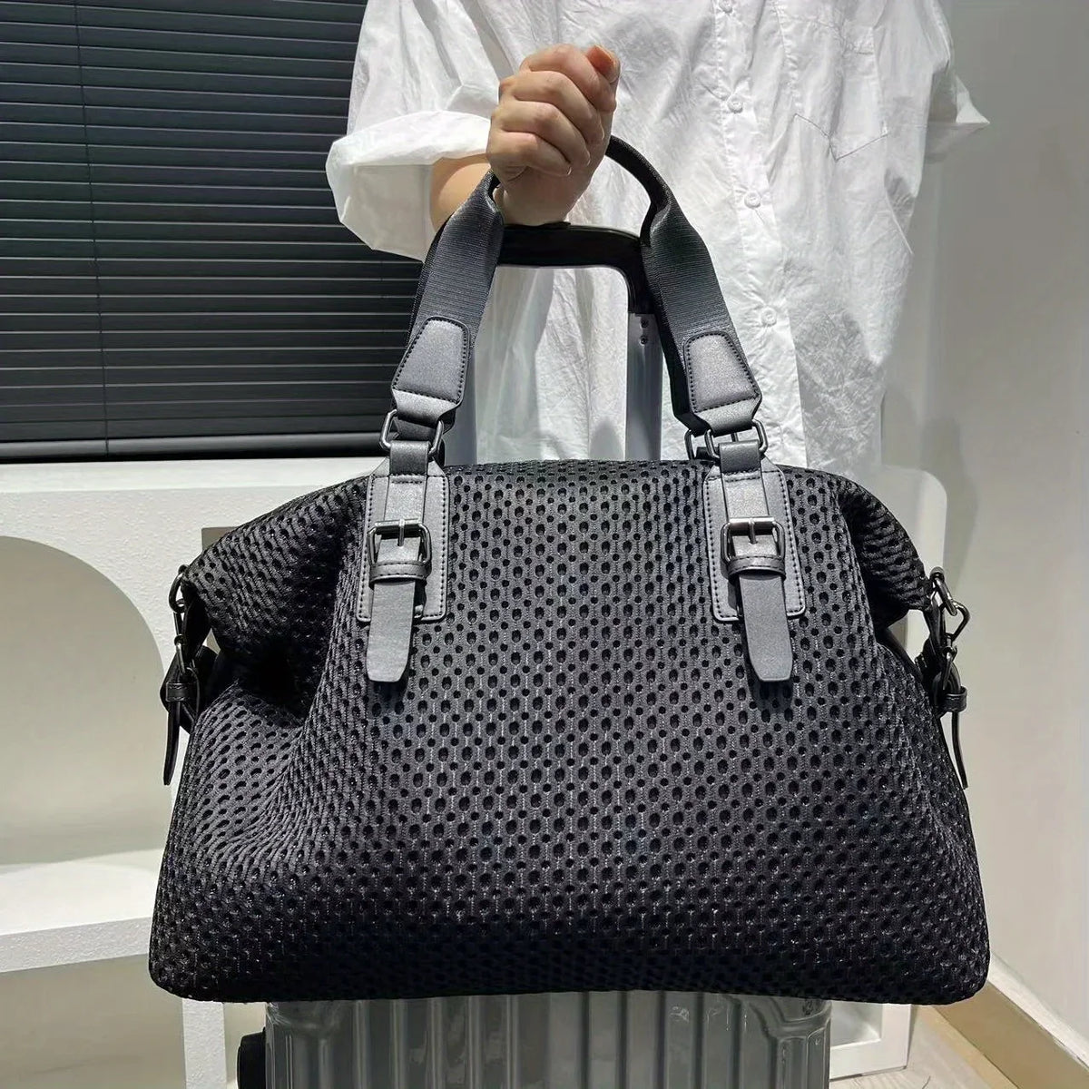 Textured Hobo Shoulder Bag, Large Slouchy Handbag with Adjustable Strap, Casual Carryall Purse with Woven Finish for Travel & Everyday Use
