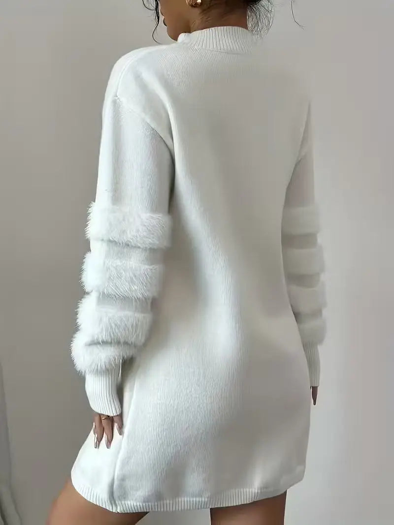 Turtleneck Mini Dress – Long Sleeve Sweater Dress with Relaxed A-Line Silhouette, Soft Knit Fabric and Minimalist Fall Style