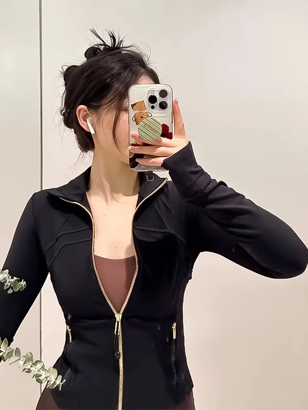 Women's Zip-Up Fitted Jacket, Slim Fit Hooded Casual Jacket, Long Sleeve Lightweight Everyday Outerwear