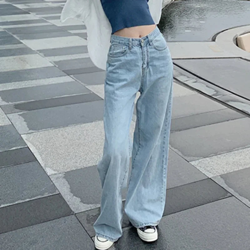 High Waisted Wide Leg Jeans Baggy Loose Fit Denim Pants Relaxed Full Length Vintage Streetwear Casual Trousers