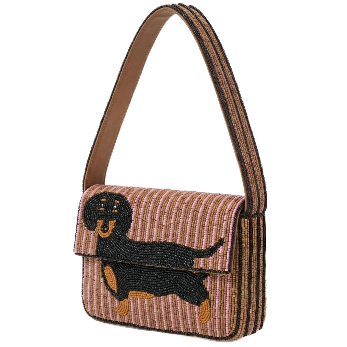 Beaded Animal Motif Shoulder Bag, Embellished Crossbody Purse with Pearl Beadwork, Statement Flap Handbag for Parties, Dates & Everyday Use