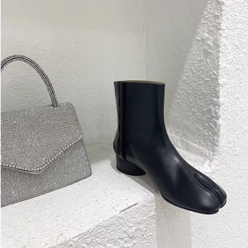 Ankle Boots with Block Heels | Minimalist Chelsea Style Booties | Sleek Casual Dress Boots