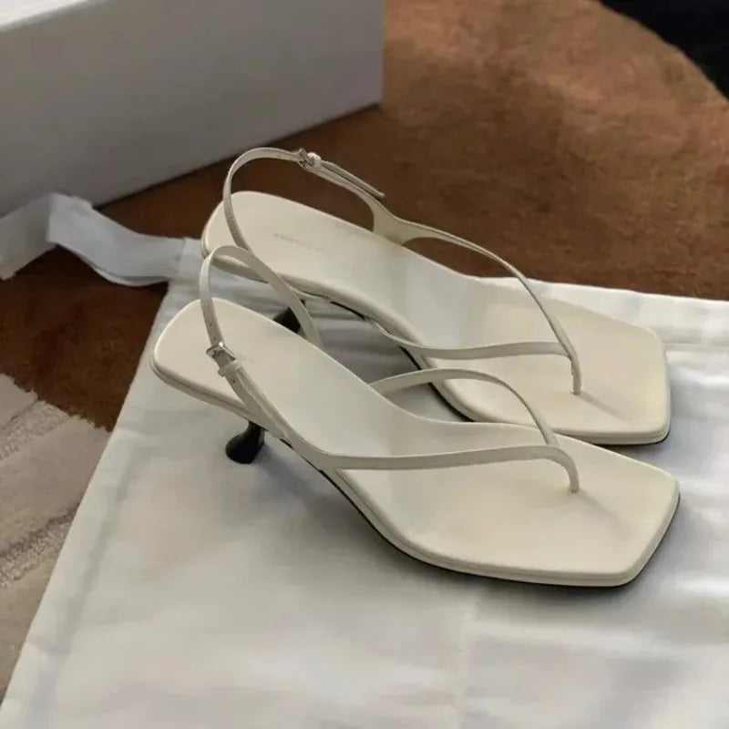 Square Toe Strappy Heels | Minimalist Slingback Sandals | Thin Strap Dress Shoes