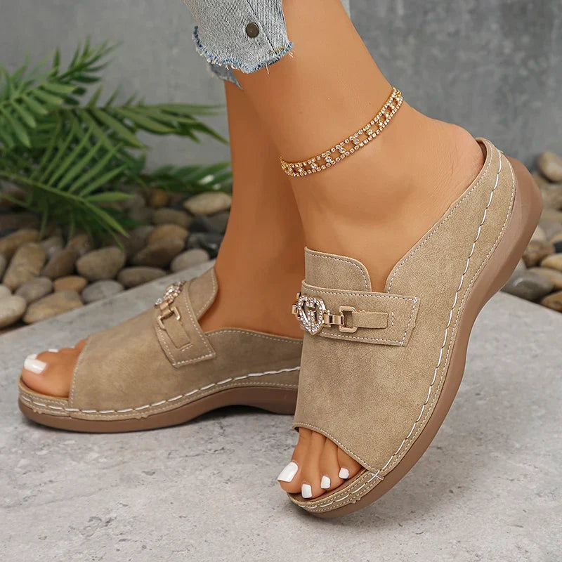 Buckle orthopaedic Slide Sandals | Open Toe Platform Mules | Comfortable Casual Summer Shoes