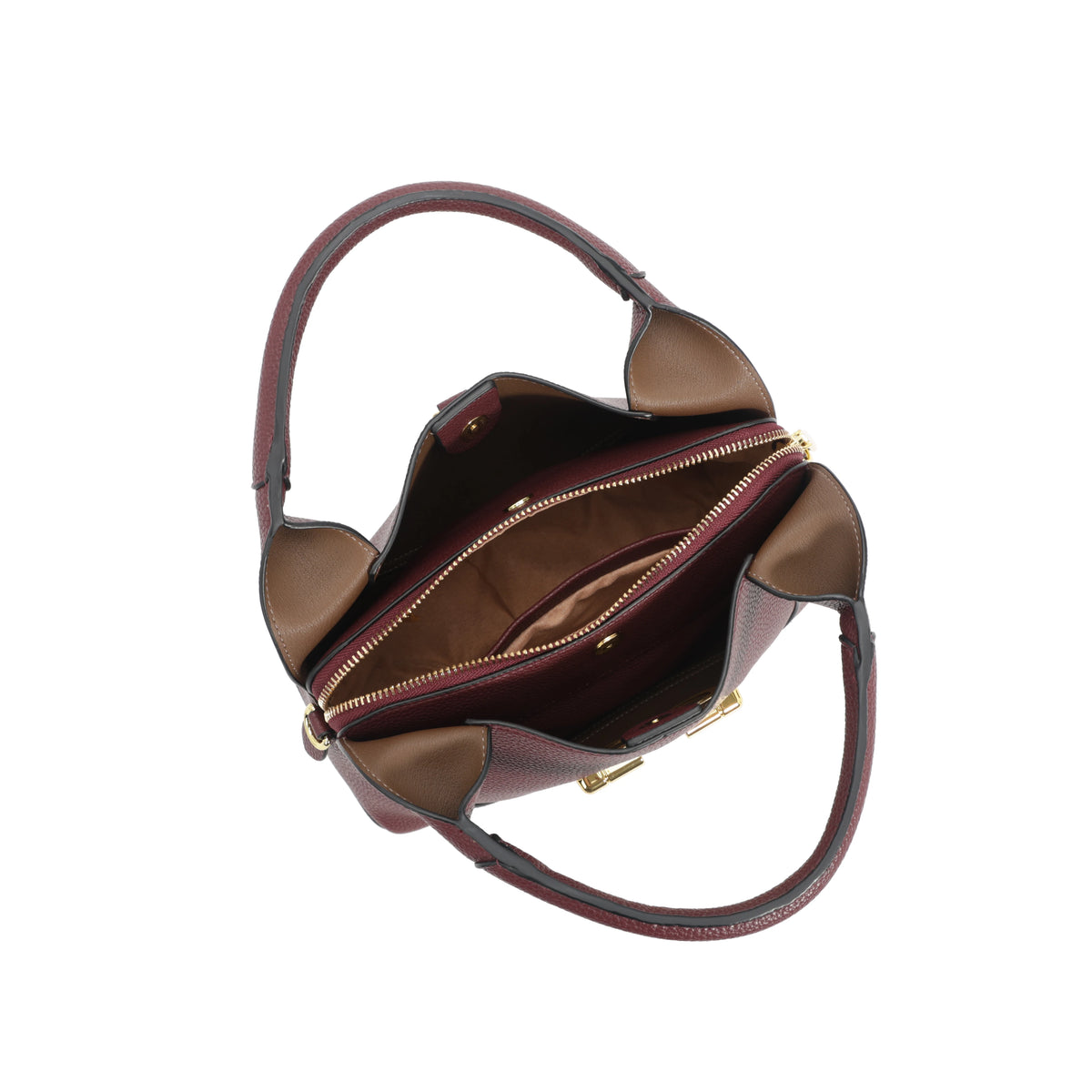 Structured Top Handle Handbag, Elegant Satchel with Adjustable Shoulder Strap & Statement Metal Detail, Classic Purse for Work, Dates & Everyday Use