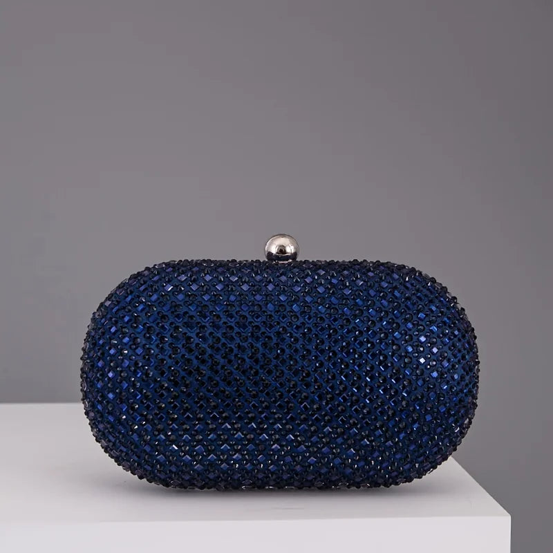Beaded Clutch Bag, Sparkling Evening Purse with Crystal Embellished Finish, Compact Hard Case Handbag for Weddings, Parties & Formal Events