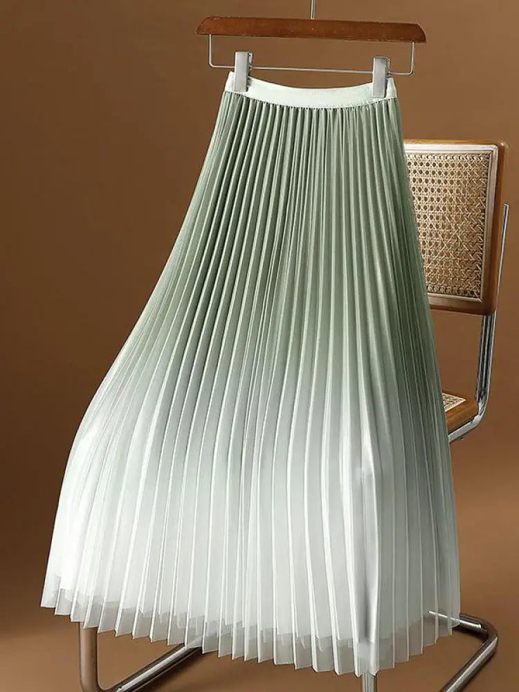 High Waisted Pleated Maxi Skirt Accordion Pleat Long Skirt Flared A Line Flowing Full Length Casual Party Wear