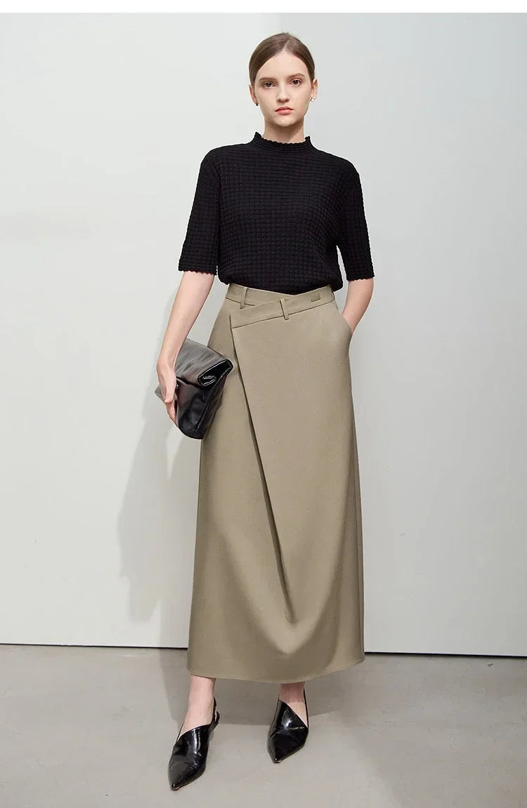 High Waisted Maxi Skirt Straight Fit Long Skirt Tailored Pencil Silhouette Side Slit Minimalist Office Casual Wear
