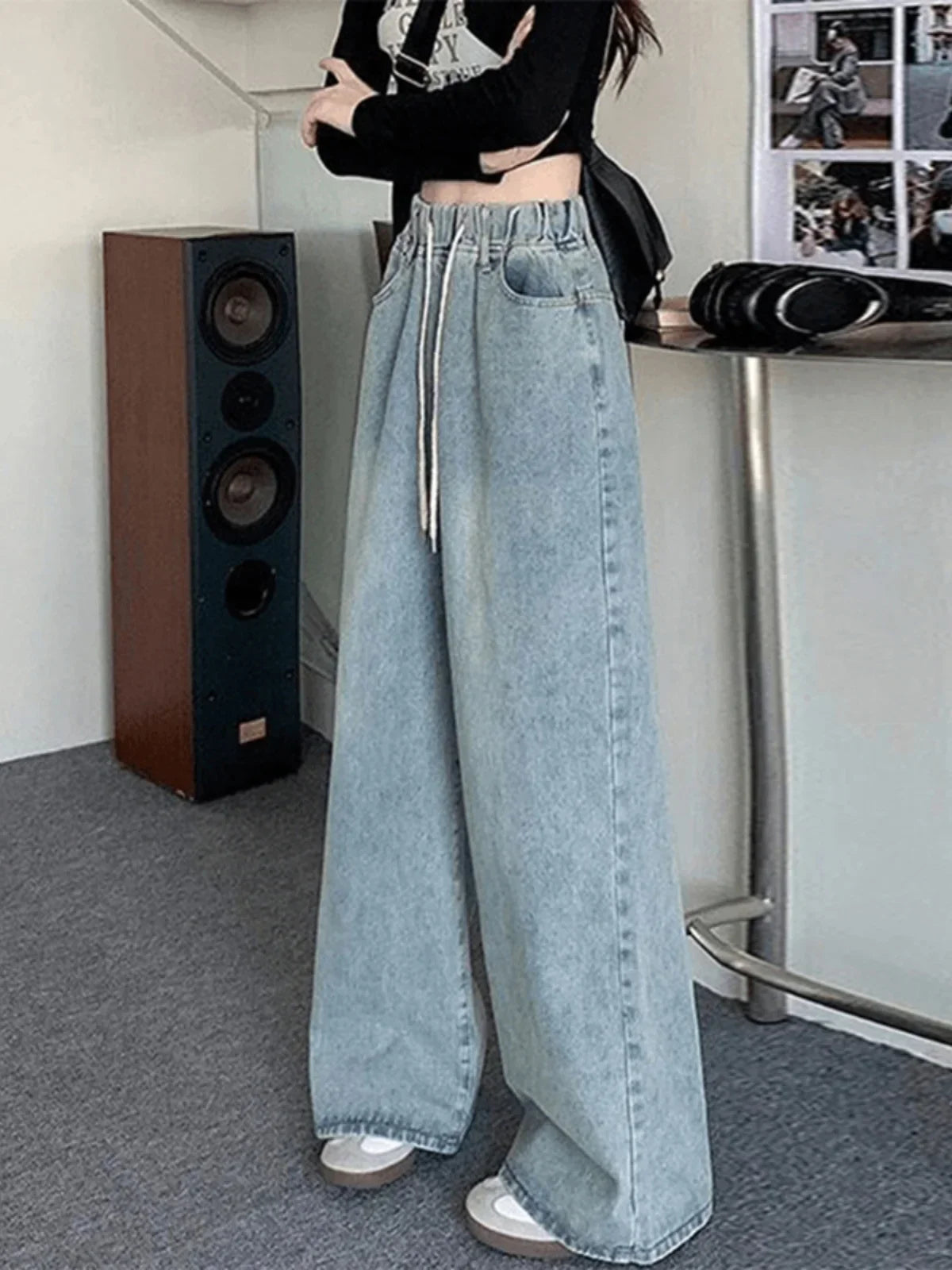 High Waisted Wide Leg Jeans Baggy Loose Fit Denim Trousers Relaxed Straight Leg Casual Streetwear Full Length