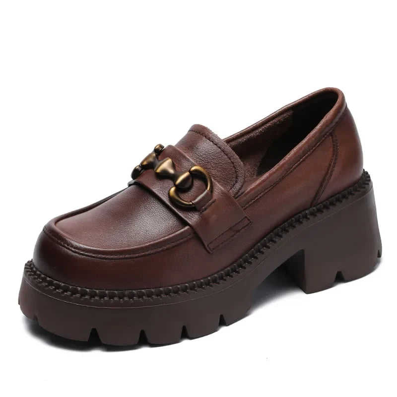 Chunky Loafers | Platform Lug Sole Slip-On Shoes | Horsebit Block Heel Dress Loafers