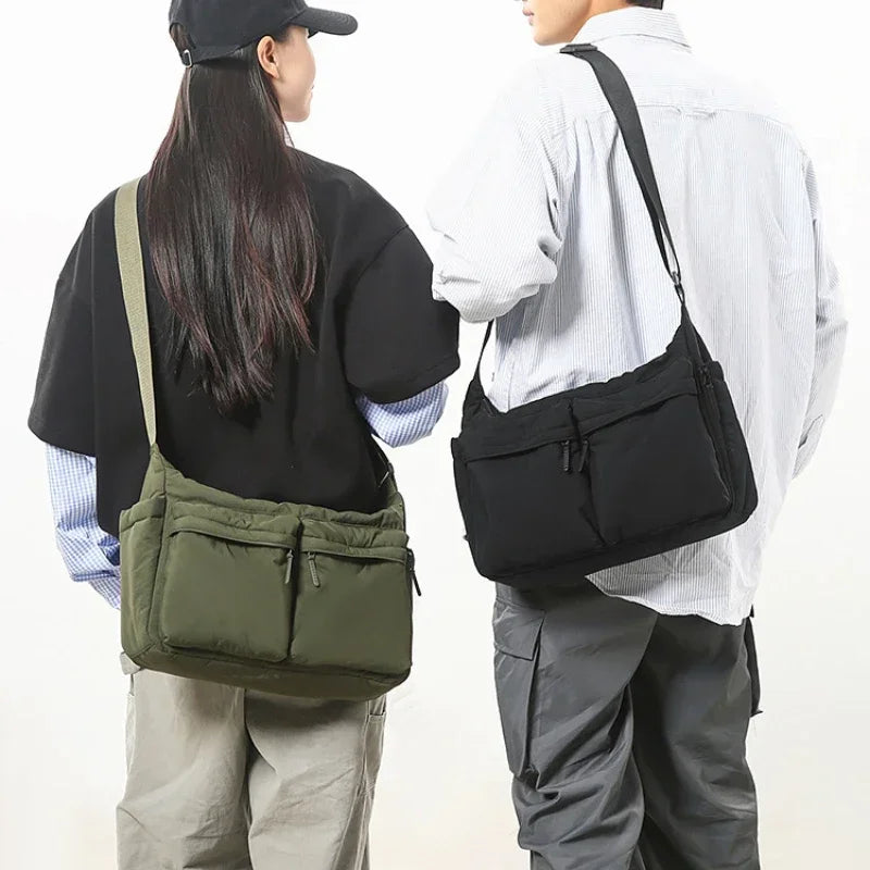 Nylon Crossbody Shoulder Bag, Lightweight Multi-Pocket Messenger Purse with Adjustable Strap, Spacious Travel Handbag for Work & Everyday Use