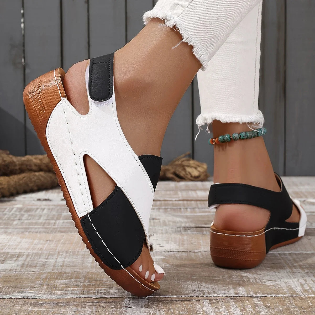 Comfortable Slingback Sandals | Open Toe Low Wedge Shoes | Casual Summer Dress Sandals