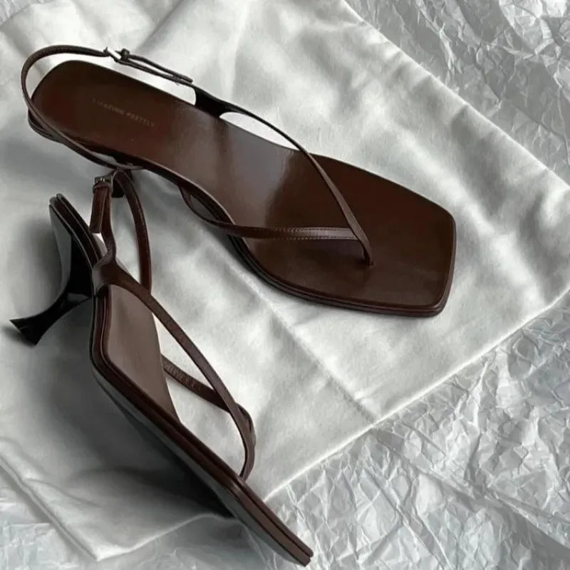 Square Toe Strappy Heels | Minimalist Slingback Sandals | Thin Strap Dress Shoes