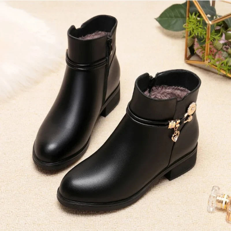 Ankle Boots with Block Heels | Side Zip Fashion Booties | Elegant Casual Dress Boots