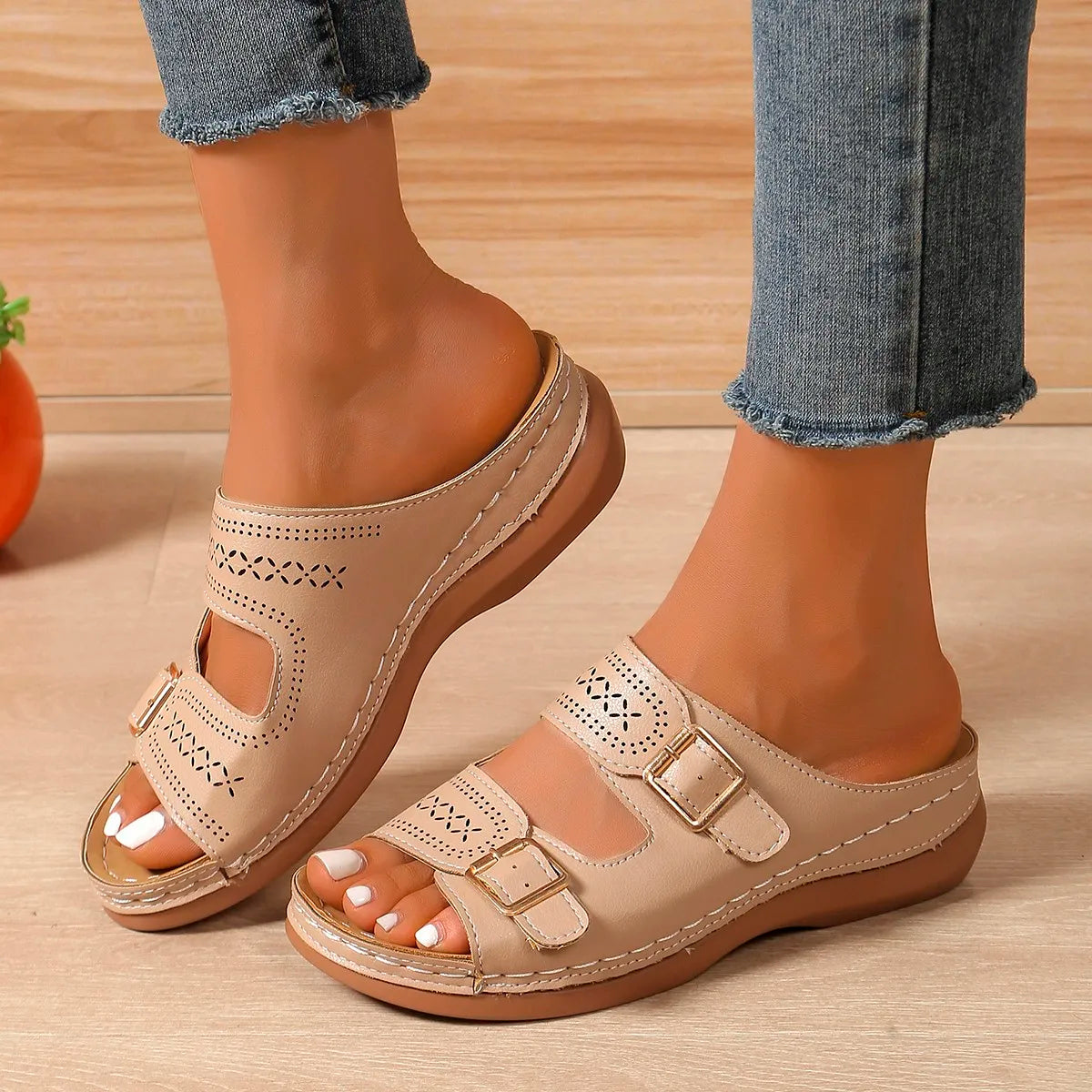 Comfortable orthopaedic Wedge Sandals | Double Buckle Open Toe Sandals | Casual Platform Summer Shoes