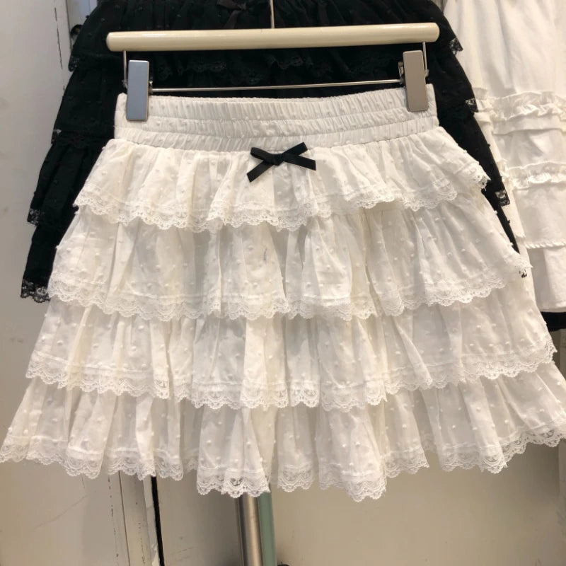 High Waisted Lace Mini Skirt Tiered Ruffle Skirt A Line Layered Skirt Cottagecore Y2K Preppy Summer Party Wear